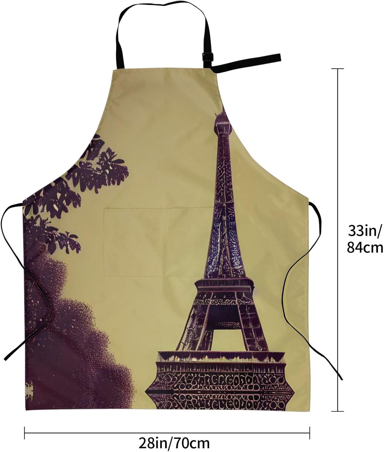 Eiffel Tower Paris print Waterproof chef's apron with pocket apron for kitchen cooking baking barbecue and gardening