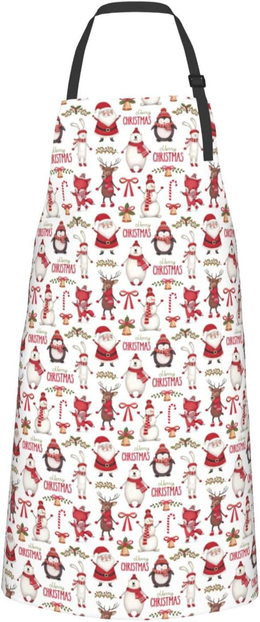 Christmas Santa Claus print Waterproof apron with pocket adjustable cooking apron for adult kitchen bibs to bake