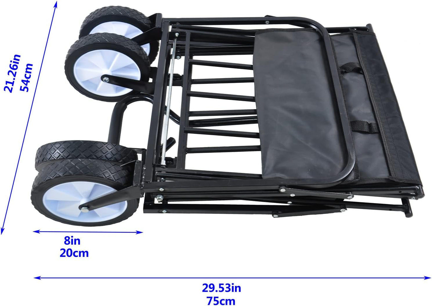 Folding Wagon Cart Collapsible Outdoor Utility Wagon with All Terrain Wheels Beach Wagon,Shopping Cart Camping Wagon Heavy Duty Steel for Beach Camping Shopping Sports Portable (Blue4) (Black2)