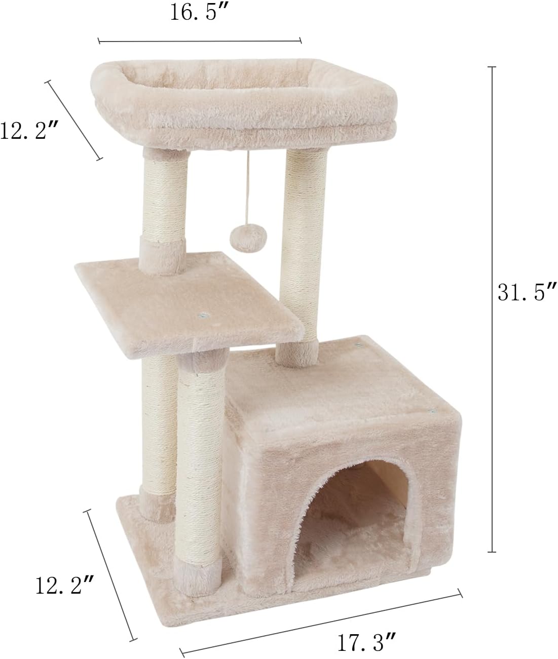FISH&NAP Cute Cat Tree Kitten Cat Tower for Indoor Cat Condo Sisal Scr