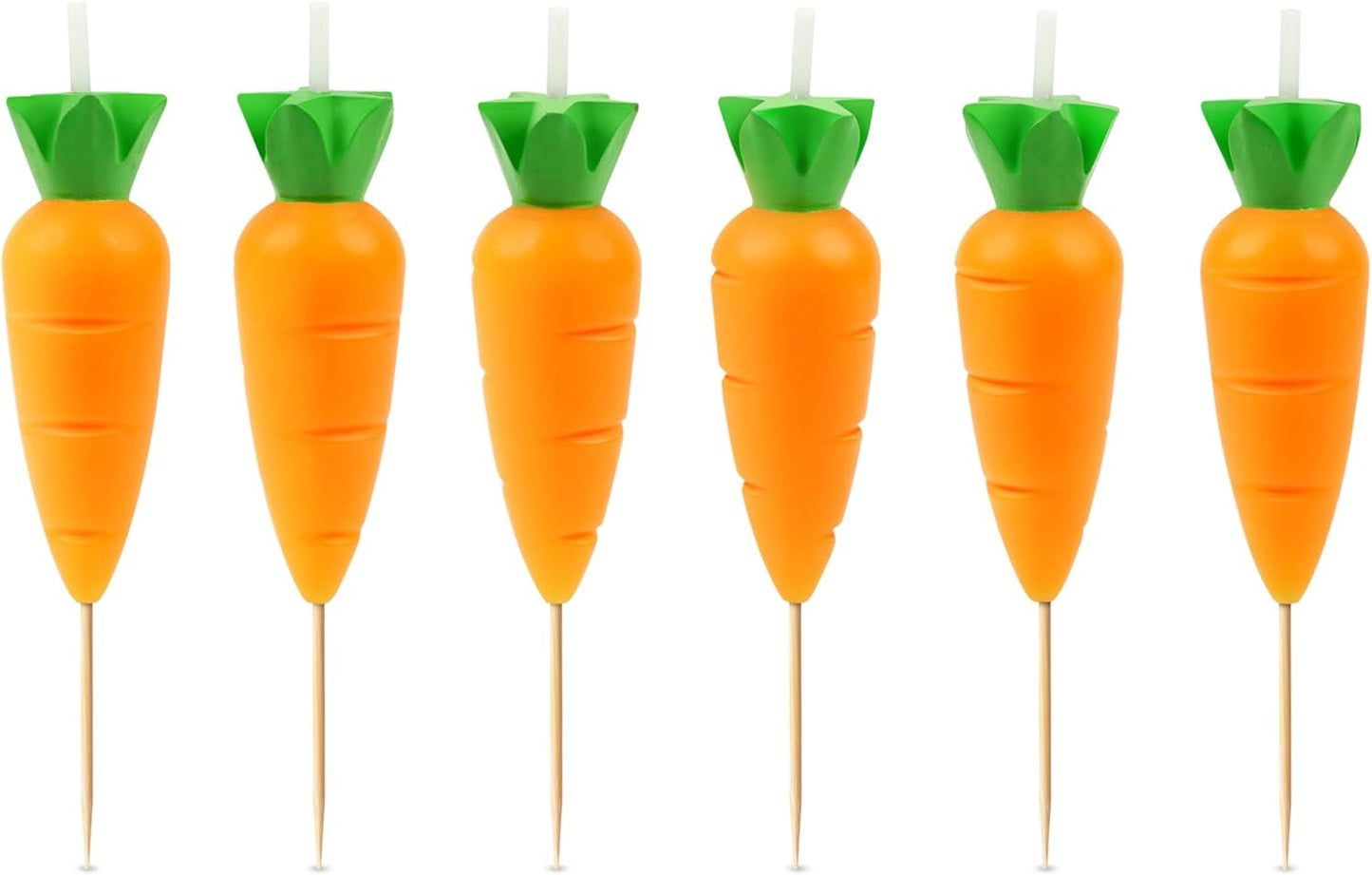 Genuine Fred Garden Party Carrot Candles, Set of 6 Carrot Party Candles, 2.4 Inch Tall, Spring Cake Toppers and Food-Themed Celebration Decor