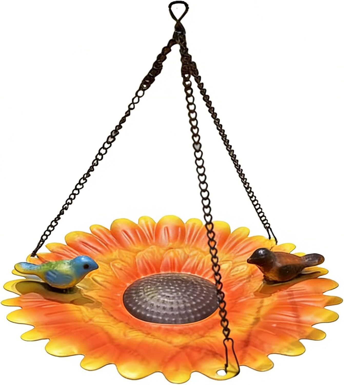 Sunflower Shape Metal Hanging Bird Feeder for Outdoors - 8.46 Inch Birdbath Bird Water Bowl Bird Feeders for Outside, Garden, Lawn Yard Decor
