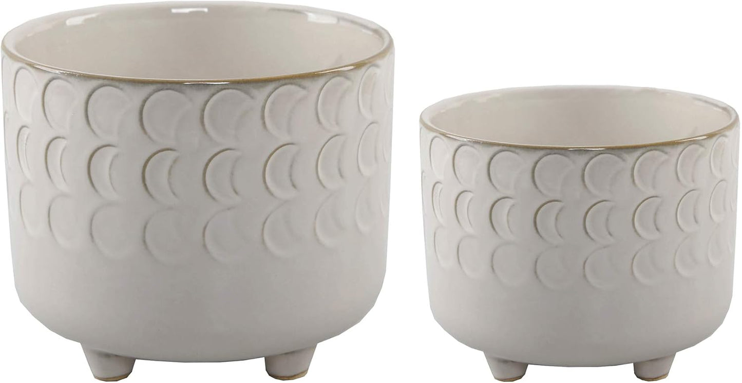 Flora Bunda 6 in & 4.75 in Small Moon Phase Ceramic Footed Planter,Set