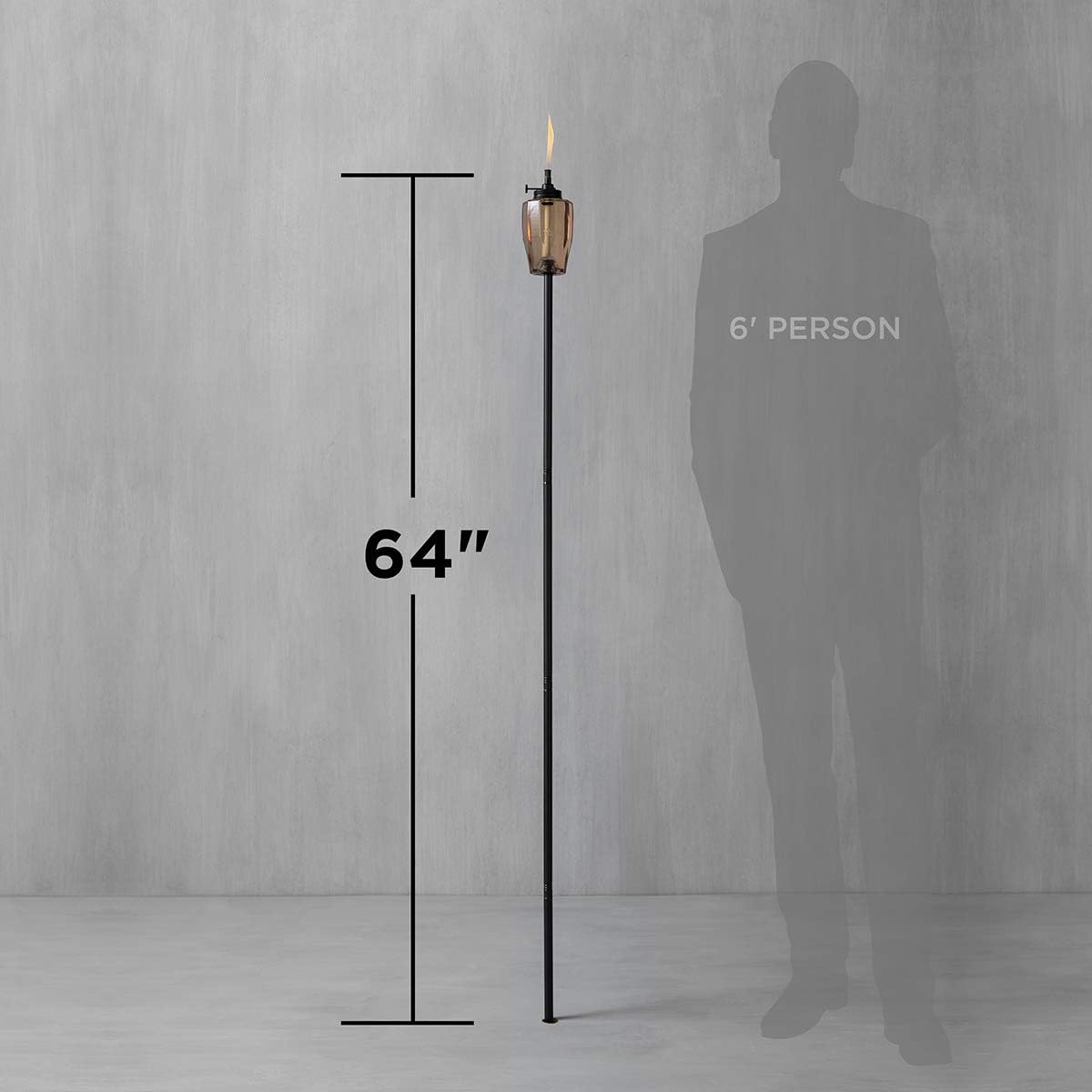 TIKI Adjustable Flame 64" Glass Torch – Pink Decorative Lighting for Outdoor Lawn, Patio & Garden | Includes Snuffer & Long-Lasting Wick | Weather-Resistant Design