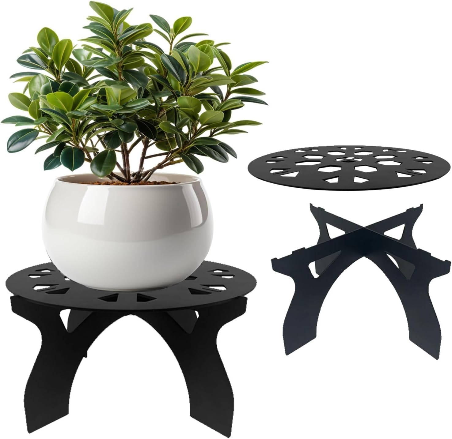2 Pack Metal Plant Stand for Indoor and Outdoor Use – 220LB load Capac