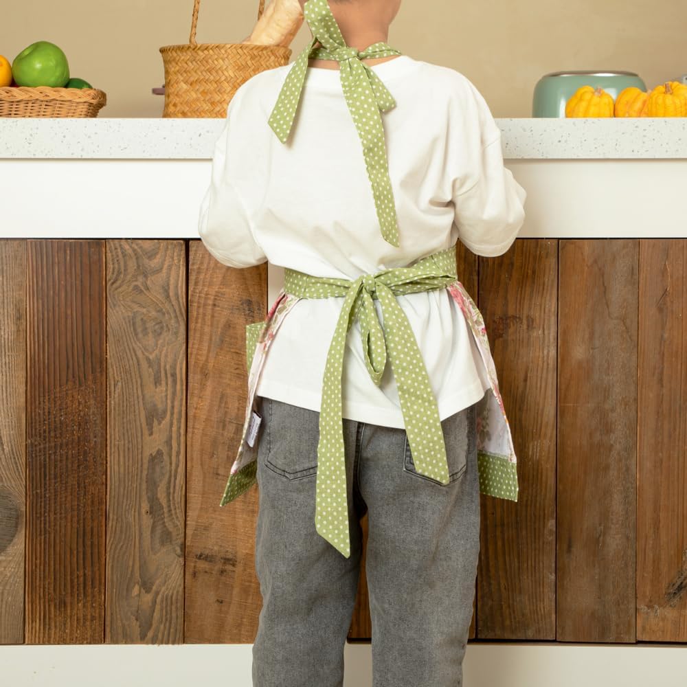 NEOVIVA Kitchen Aprons for Toddler Girls with Pockets, Adorable Cotton