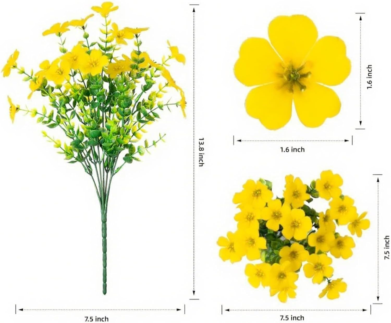 Outdoor Artificial Daisies 20 Bundles, UV Resistant Fake Flowers for I