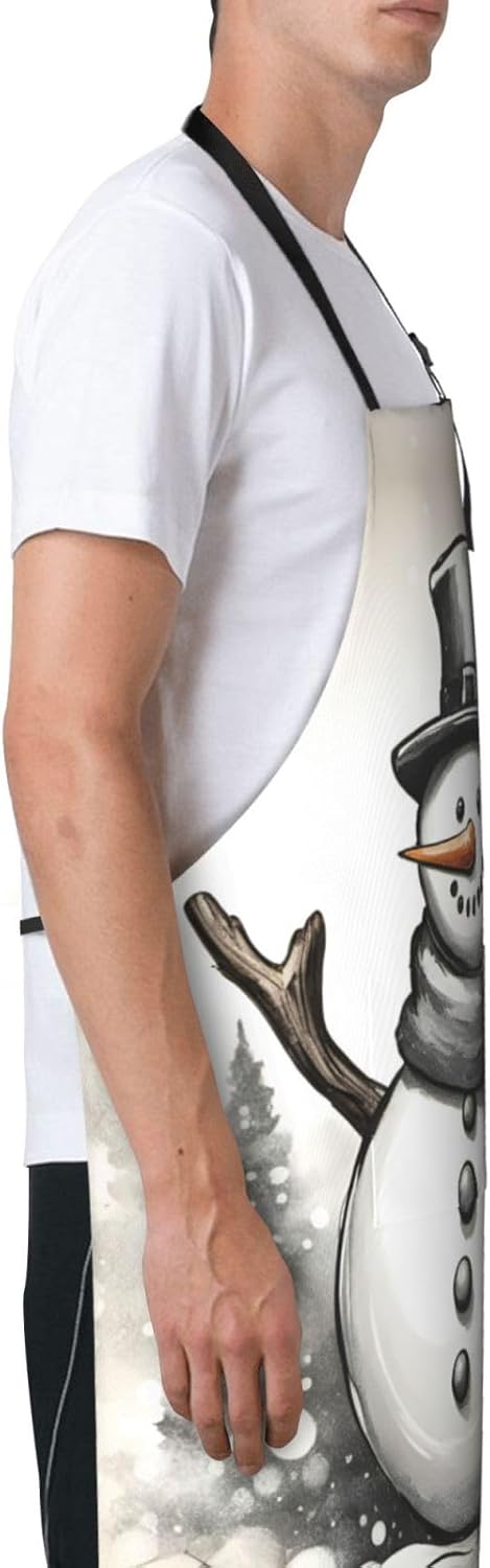 christmas snowman 1 Print 28x33 In Adult Kitchen Apron with Pockets Ve