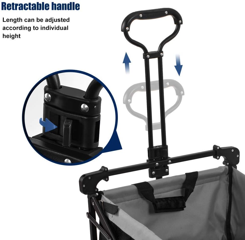Folding Camping Cart,Portable Garden Cart with 4 Wheels,Romovable Cano