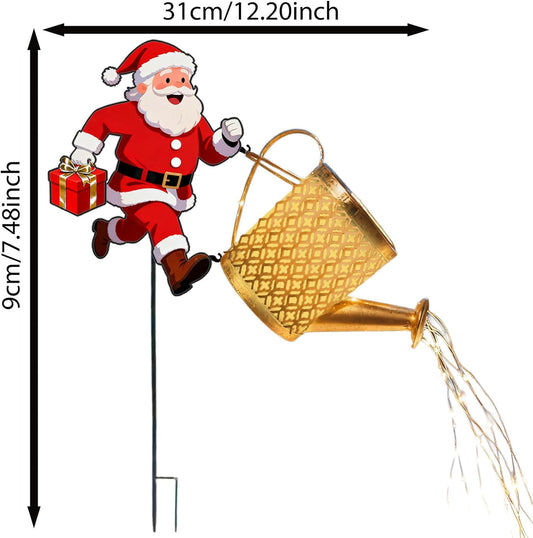 Metal Solar Christmas Waterfall Light Garden Yard Decoration Solar Charging Holiday Kettle for Outdoor Festivities