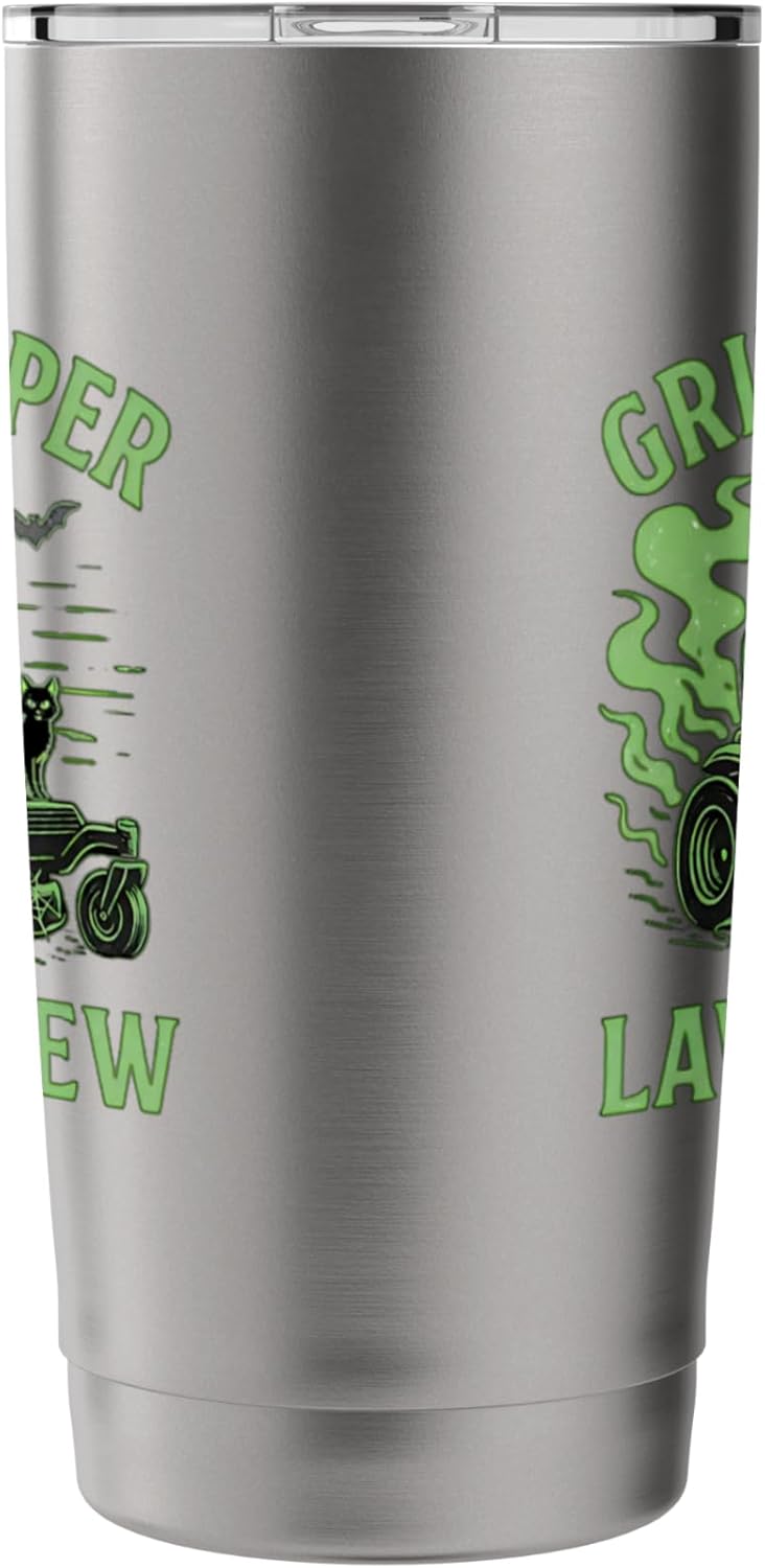 Grim Reaper Riding Lawn Mower Halloween Lawn Care Stainless Steel Insulated Tumbler