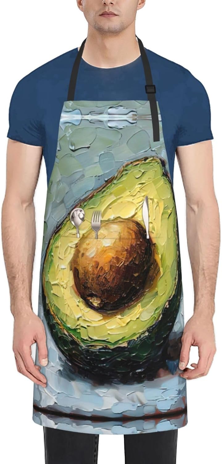 Avocado Print Laundry apron 28x33 In Waterproof Kitchen Apron with Pockets for Cooking Baking