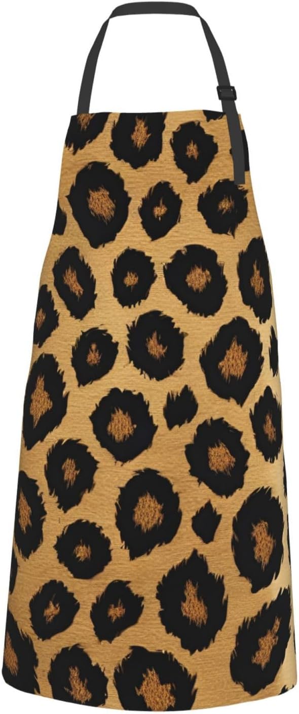 YANYU Leopard Print Print 28x33 In Kitchen Apron Stylish Chef Apron wi