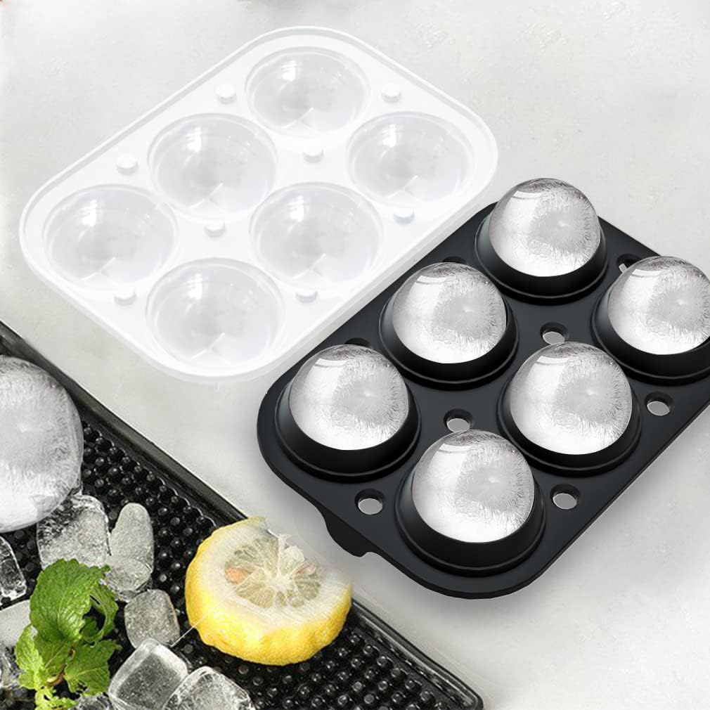 ROTTAY Ice Cube Trays (Set of 2), Sphere Ice Ball Maker with Lid & Lar