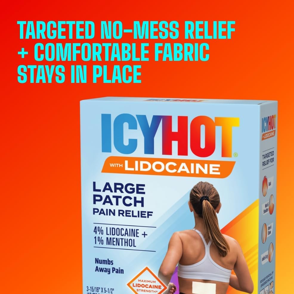 Icy Hot Max Strength Lidocaine Pain Relief Patch (5 Count) Penetrates 