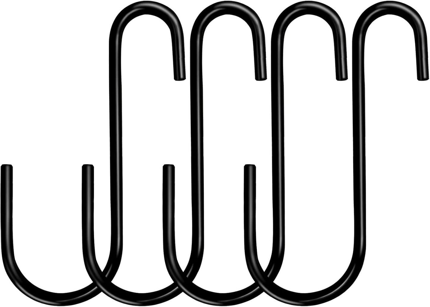 HiGift 6 Inches Large S Hooks Heavy Duty, Black S Shaped Fence Hanger Hooks for Hanging Plants,Wind Chimes,Gardening Tools,Lights,Pool Equipment,Bird Feeder,Bird House,Indoor Outdoor Use - 4 Pack