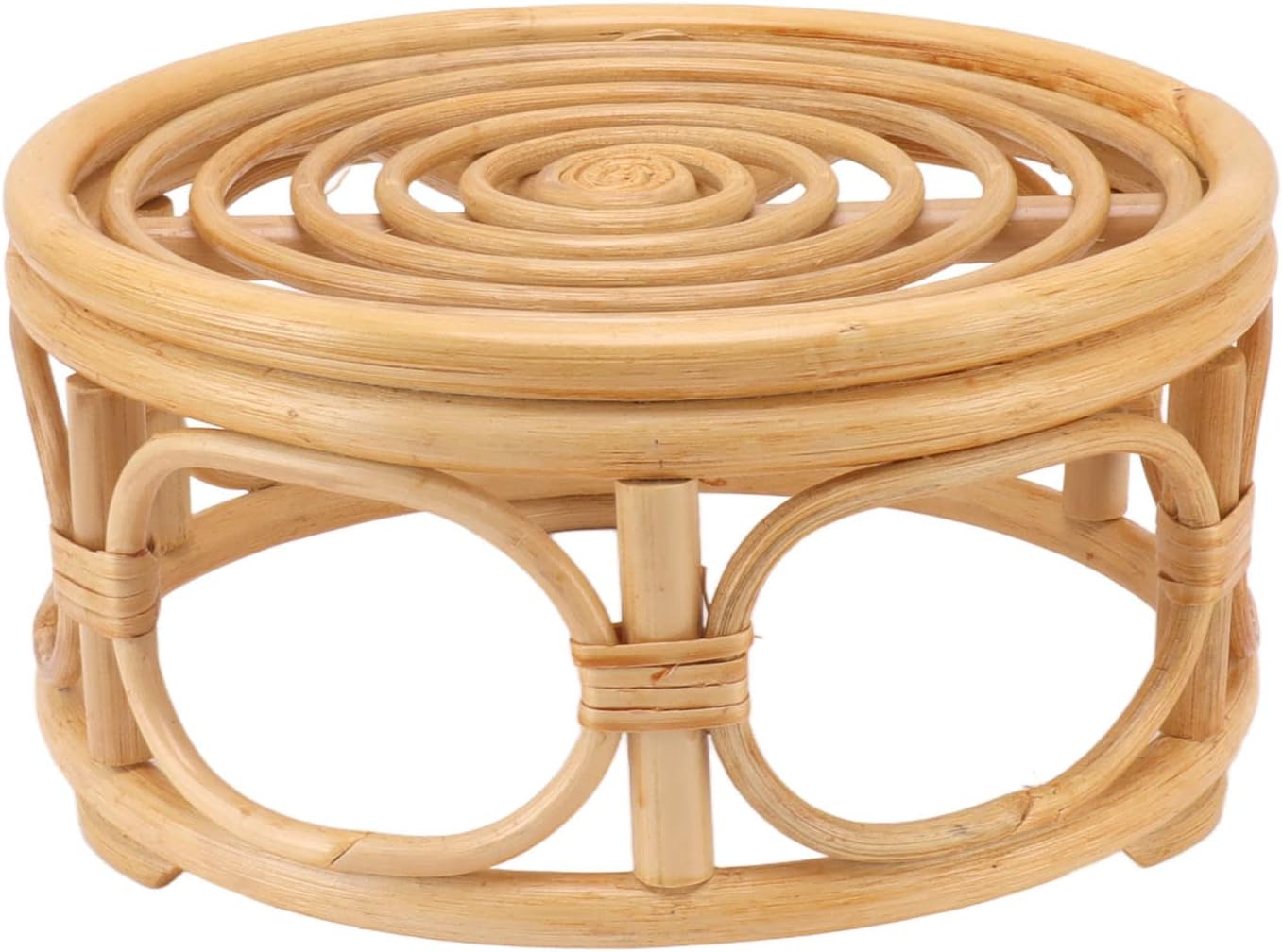 Indoor Rattan Plant Stand, Round Plant Rack, Handmade Rattan Plant Stand for Home, Garden, Yard (Rattan 2)