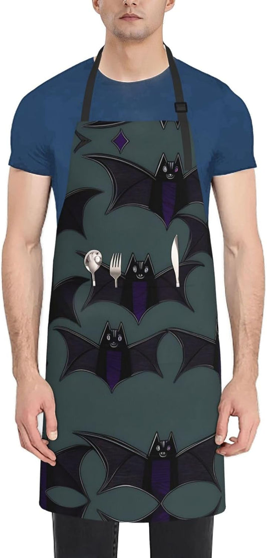 Bat pattern Print Laundry apron 28x33 In Waterproof Kitchen Apron with