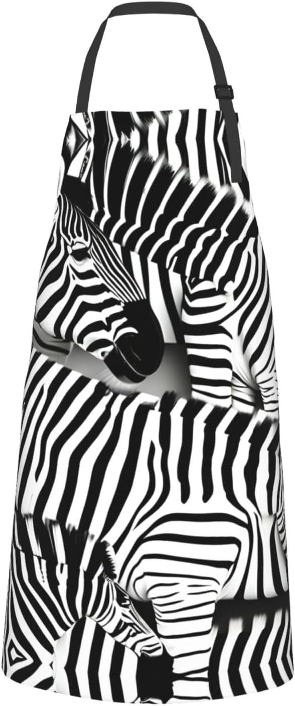 Zebra Print Laundry apron 28x33 In Waterproof Kitchen Apron with Pockets for Cooking Baking