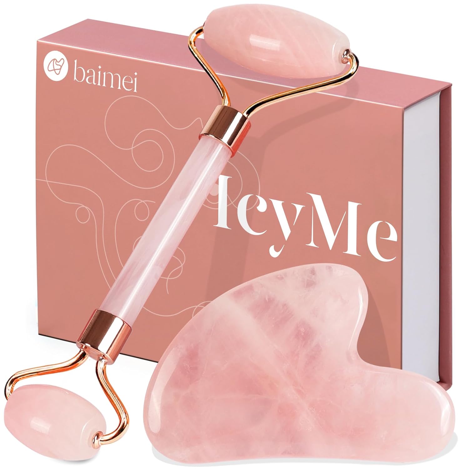 BAIMEI IcyMe Jade Roller & Gua Sha, Face Roller Redness Reducing Skin 