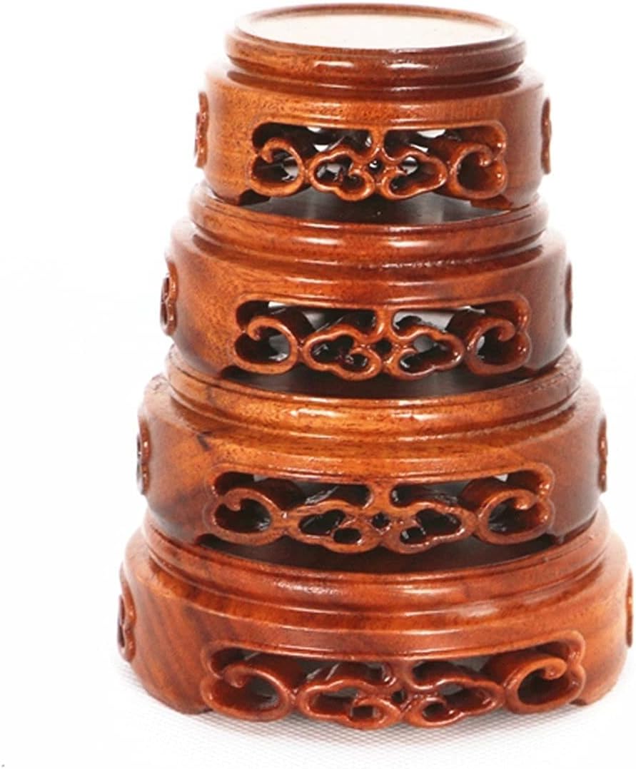 Wooden Vase Base Wooden Fishbowl Display Vase Pot Planter Stand Plant Pot Display Stand,4 Size for Choice,0.98 Inch Height Wooden Vase Stand (Size : Large)