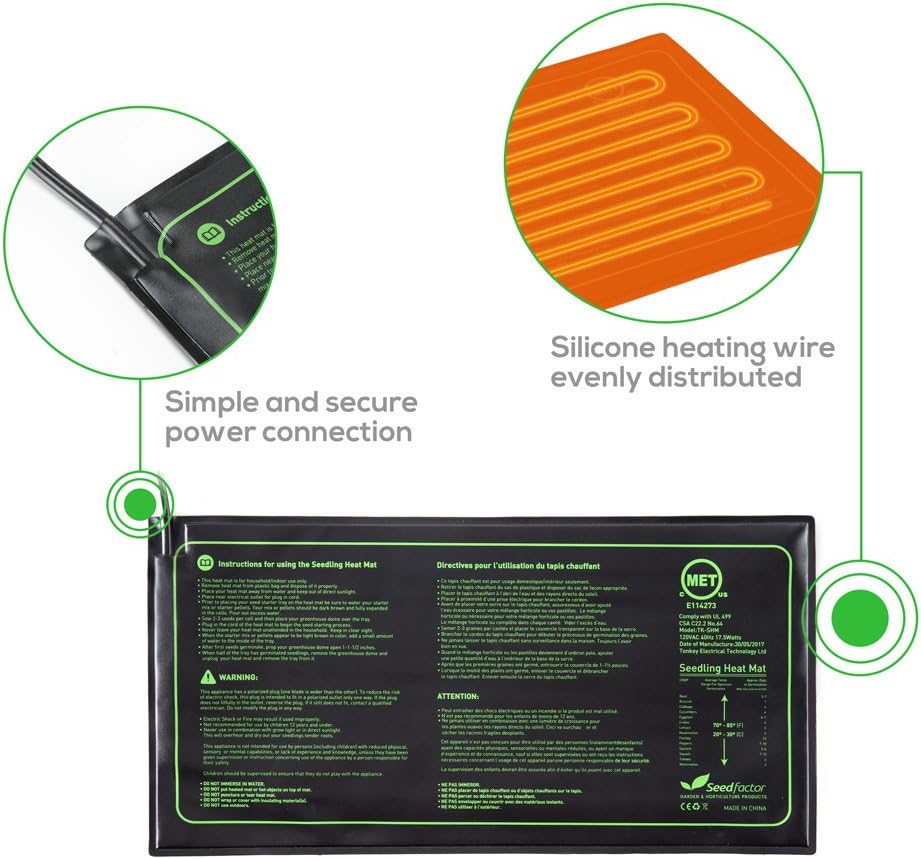 MET Certified 2 Pack Seedling Heat Mat, Seedfactor Waterproof Durable 
