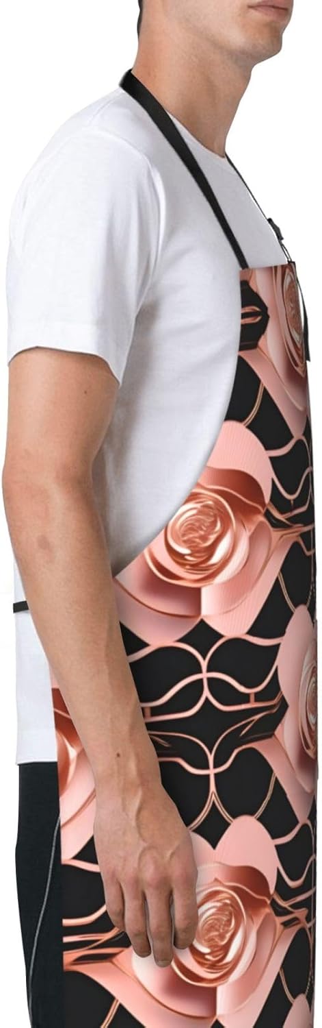 Rose Gold Pattern Backgrounds print Waterproof chef's apron with pocket apron for kitchen cooking baking barbecue and gardening