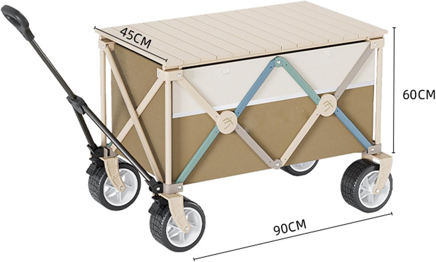 Portable Folding Camping Trolley - 300L Capacity, Festive Design, Quick-Fold for Easy Storage, 360° Swivel Wheels for Effortless Transport