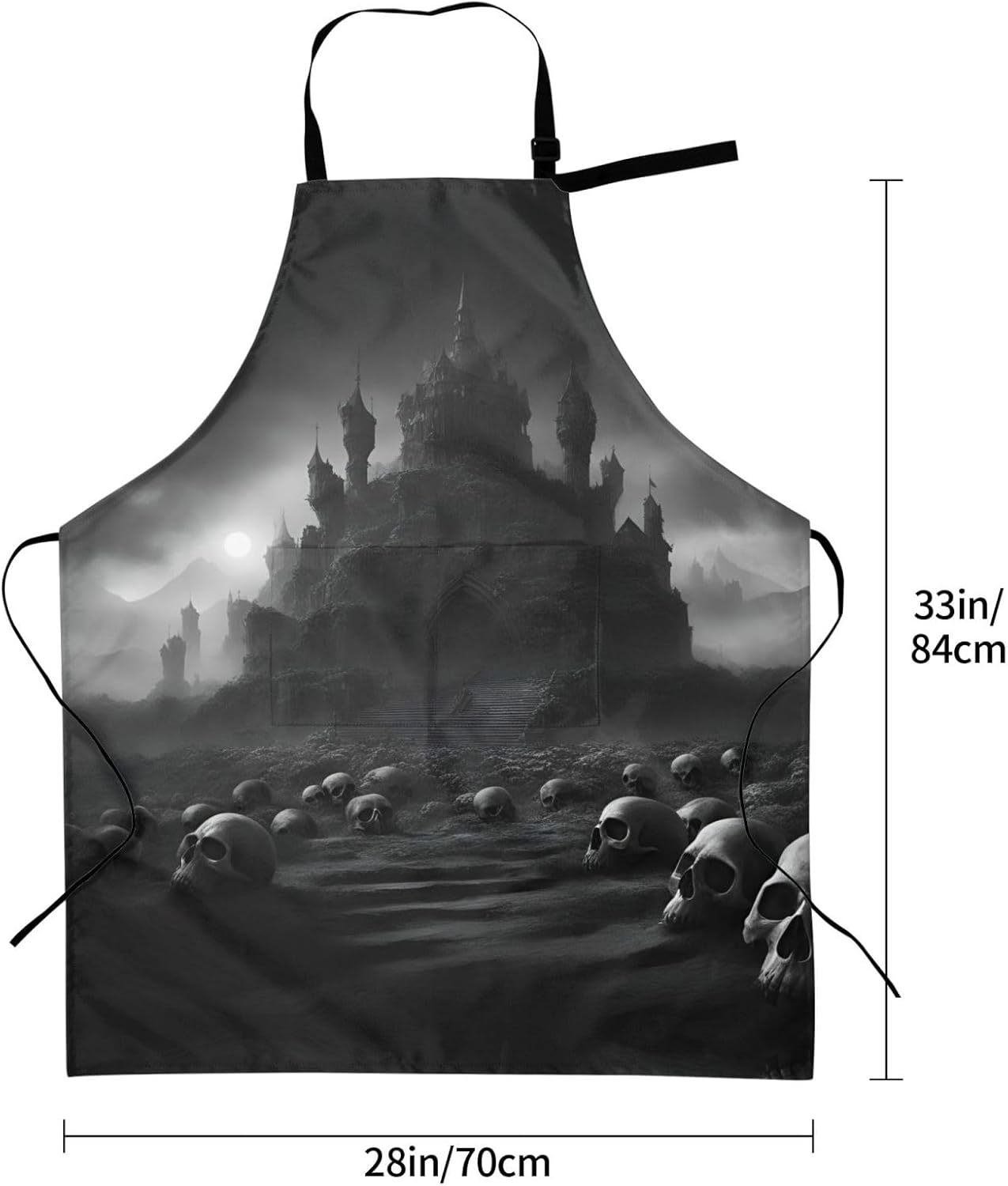 Black and white skulls 1 print Waterproof chef's apron with pocket apr