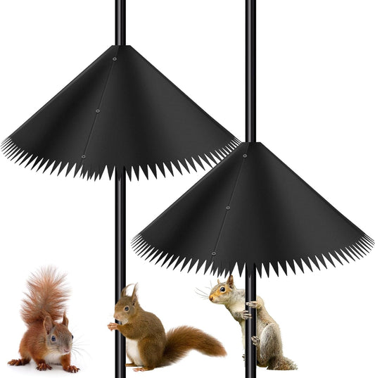 Qualirey 2 Pcs Squirrel Baffle for Bird Feeder, Plastic Guard Stopper Keep Squirrels Off Bird Feeder Pole for Outdoor Shepherd's Hook House(Black,19 Inch)