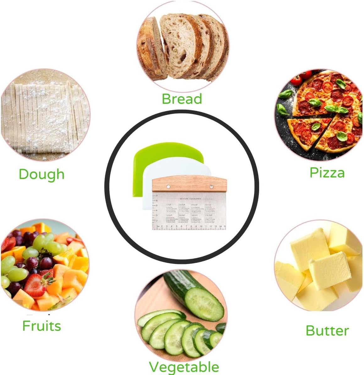 Dough Scraper & Bench Scraper Kitchen – Stainless Steel Sourdough Tools – Dough Cutter for Sourdough Bread, Pizza, and Flat Top Griddles – Chef Approved