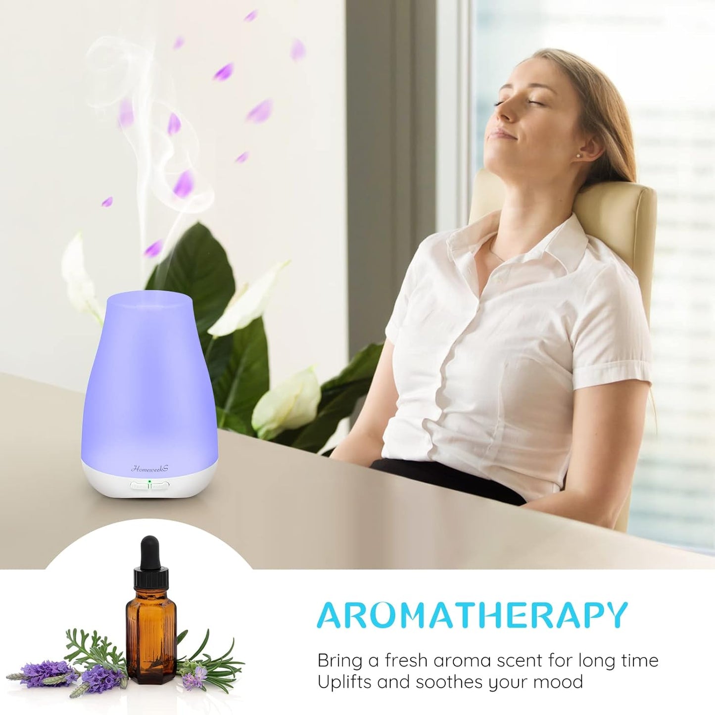 Homeweeks Diffusers, 100ml Colorful Essential Oil Diffuser with Adjust