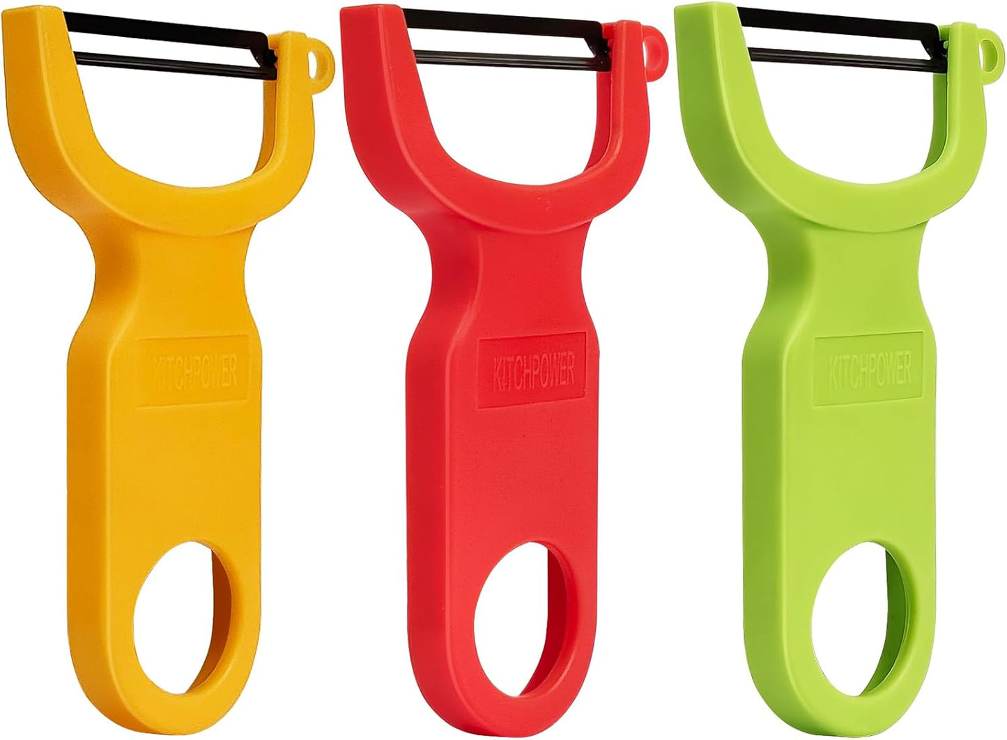 Original Vegetable Fruit Peeler Carbon Steel Blade 3 Pack Red/Green/Ye