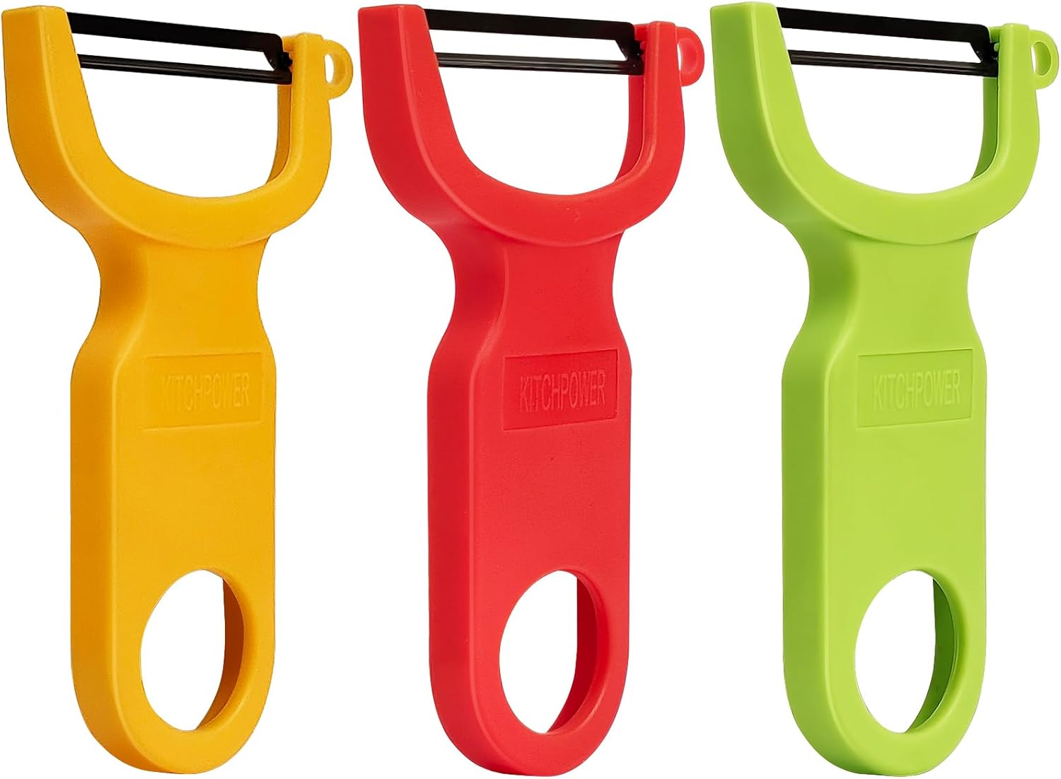 Original Vegetable Fruit Peeler Carbon Steel Blade 3 Pack Red/Green/Ye