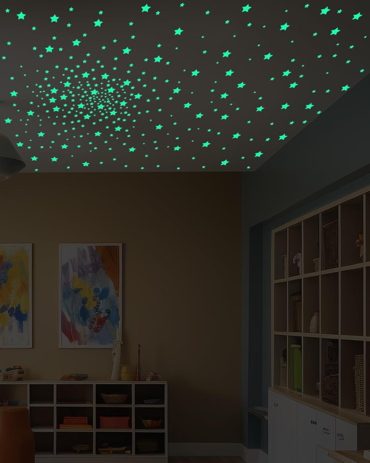 Greingways 201 Pcs Glow in The Dark Stars Stickers for Ceiling Bedroom, Stocking Stuffers for Kids Ages 3-5, 4-8, 8-12, Boys Girls Room Decor Wall Stickers Easter Basket Stuffers for Toddler - Green