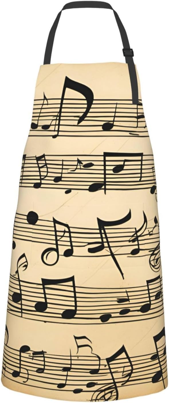 YANYU Musical Notes Print 28x33 In Kitchen Apron Stylish Chef Apron with Pockets for Cooking Baking Painting