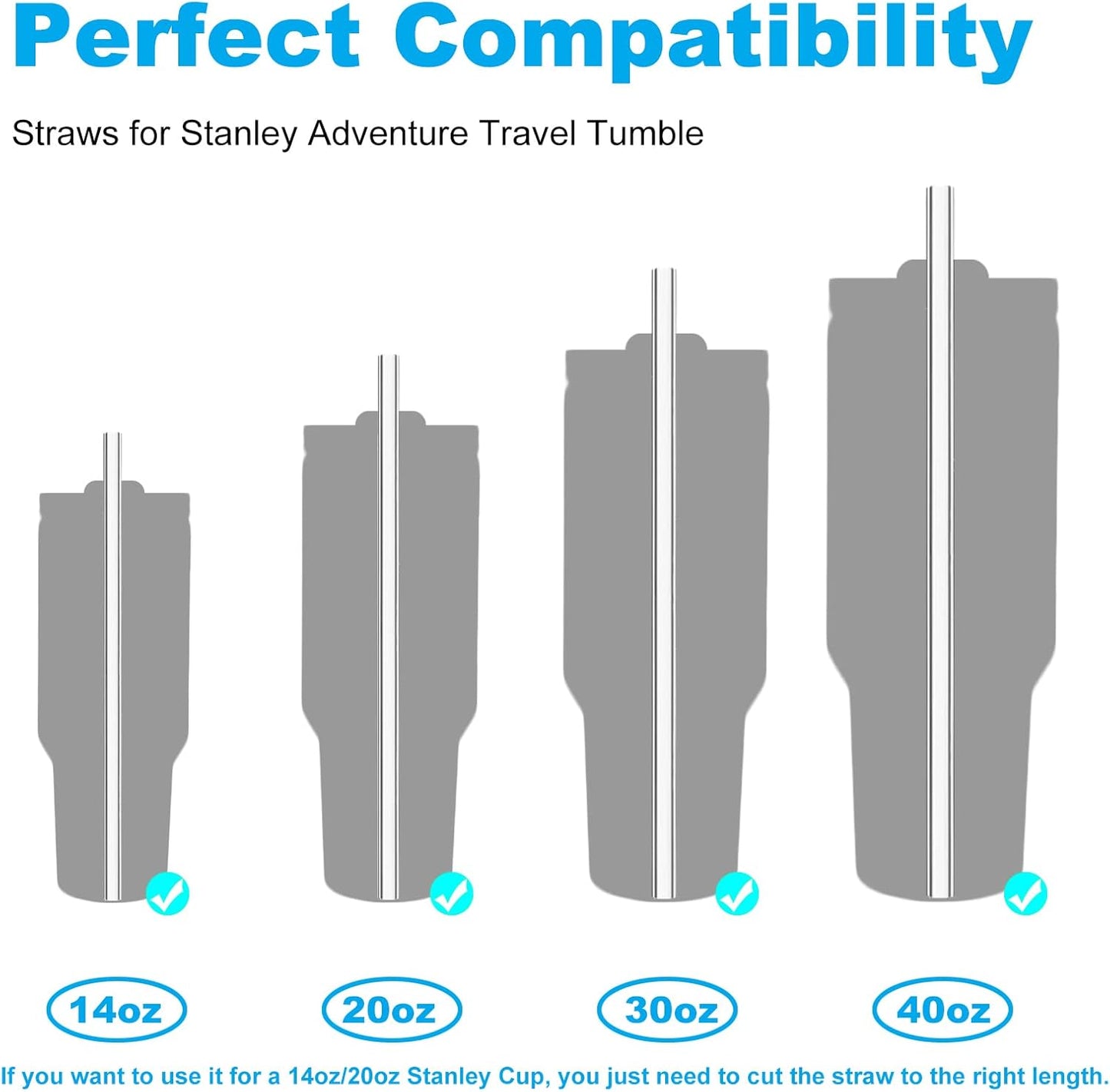 6 Pack Replacement Straw for Stanley Adventure Quencher 40 oz 30 oz Cup Tumbler, Reusable Straws for Stanley 40 oz & Simple Modern Tumbler with Handle, with Cleaning Brush for Stanley Cup Accessories
