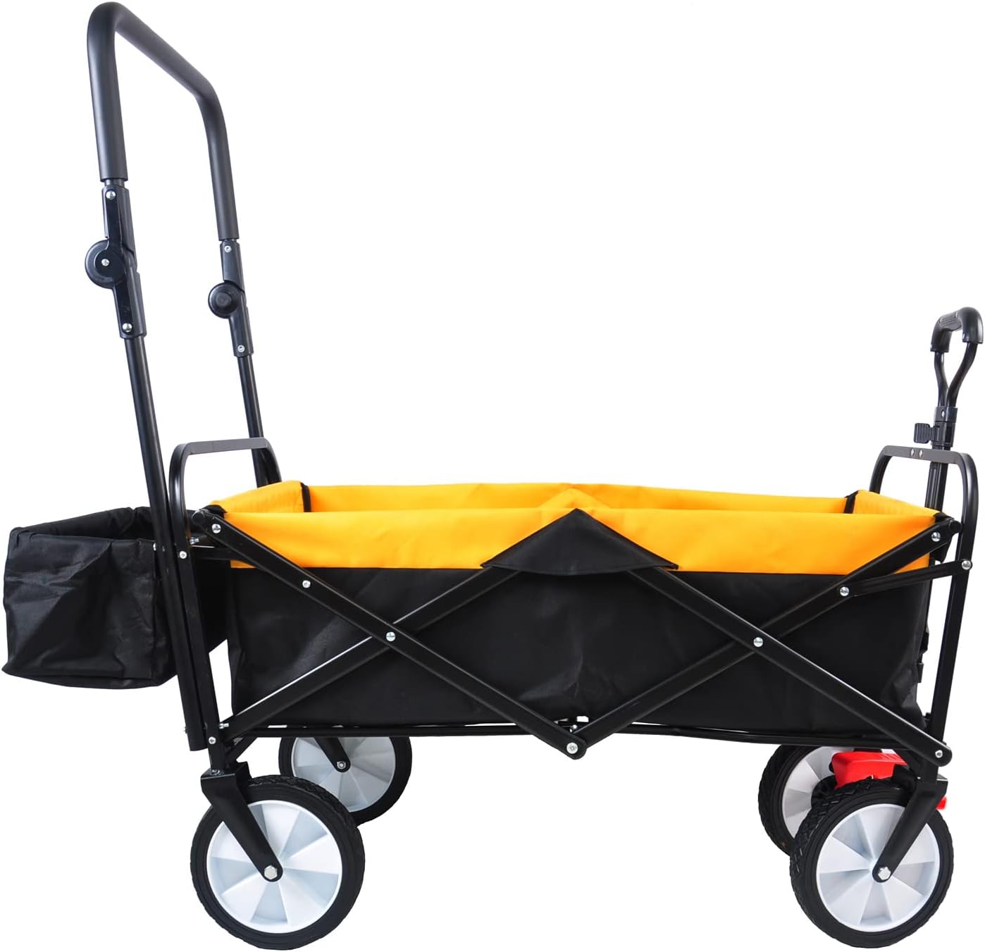 folding wagon Collapsible Outdoor Utility Wagon, Heavy Duty Folding Garden Portable Hand Cart, Drink Holder, Adjustable Handles