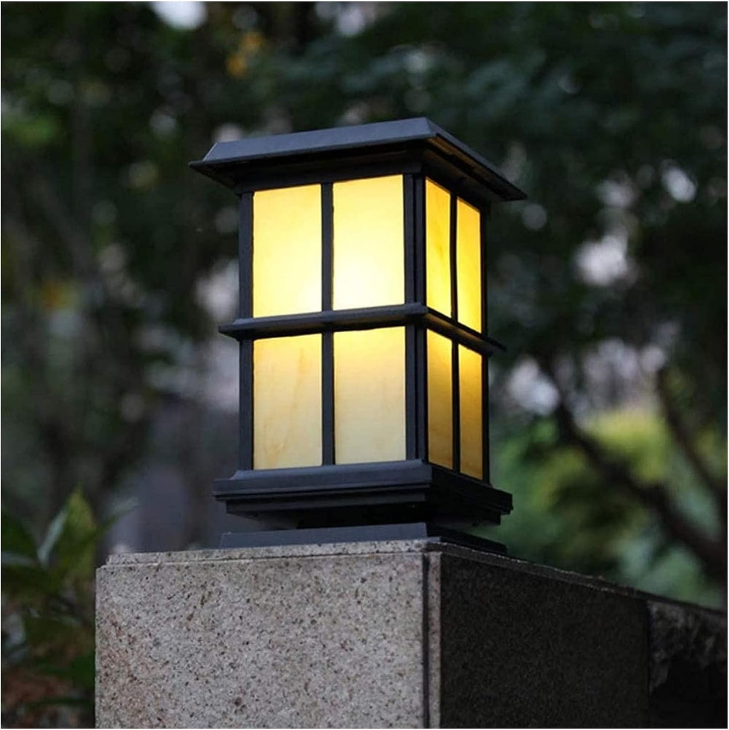 Courtyard Light Die-cast Simple American Post Lamp LED Solar Gatepost Patio Lights Garden Waterproof Villa Wall Home Door Path Street Decor Comfortable (Ma