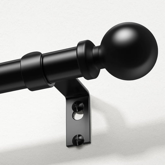 Curtain Rods 48 to 84 Inch, Black 1 Inch Adjustable Heavy Duty Curtain Rods for Windows, Decorative Modern Window Treatment Rod, Telescopic Splicing Metal Drapery Pole, Easy Installation