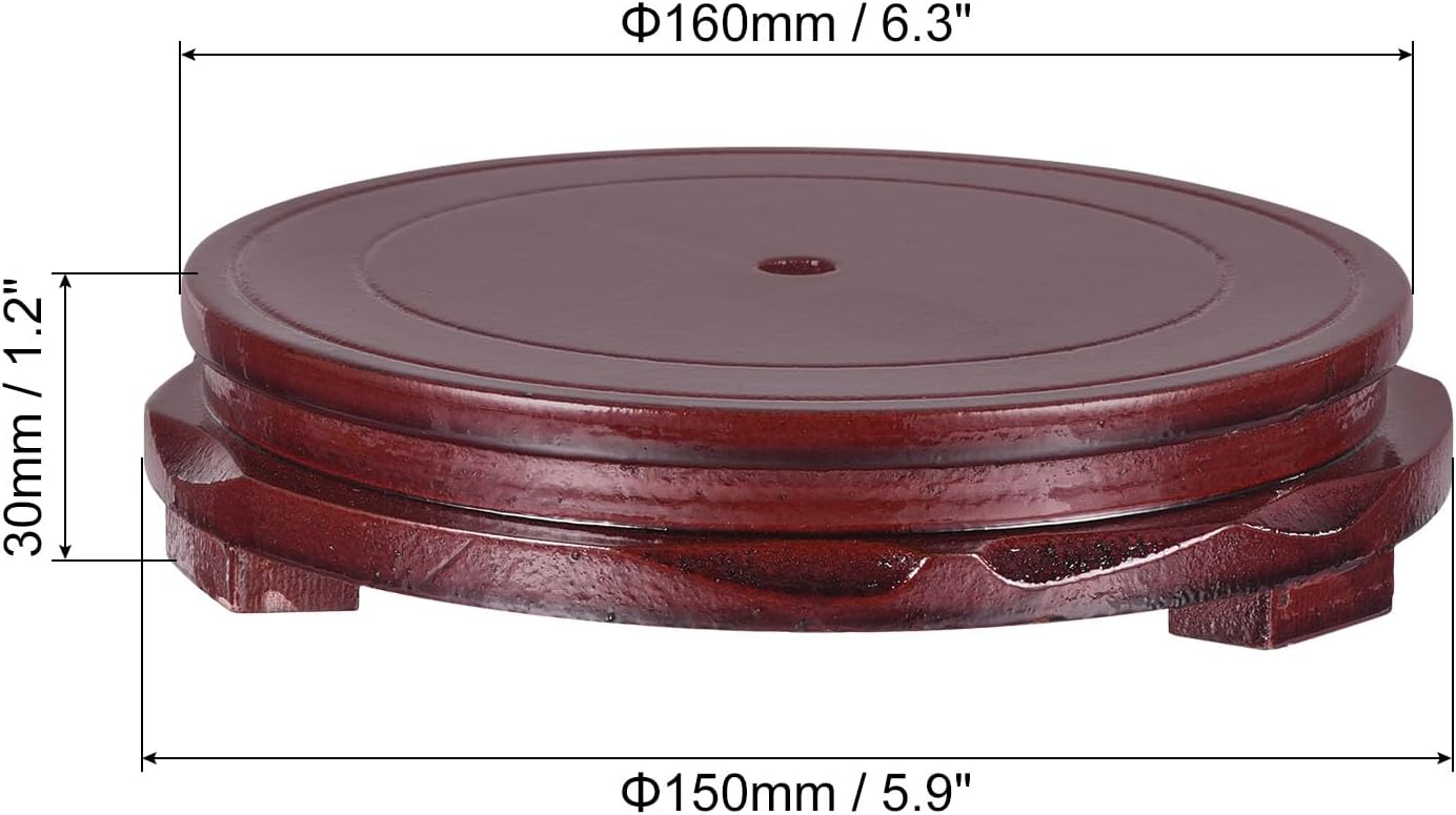 PATIKIL Planter Display Stand, 5.9 Inch Dia Round Bonsai Base Imitation Wood Style Home Decor Display for Table Lamp Teapot Base