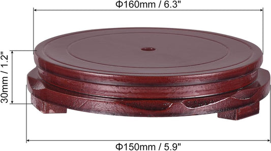 PATIKIL Planter Display Stand, 5.9 Inch Dia Round Bonsai Base Imitation Wood Style Home Decor Display for Table Lamp Teapot Base