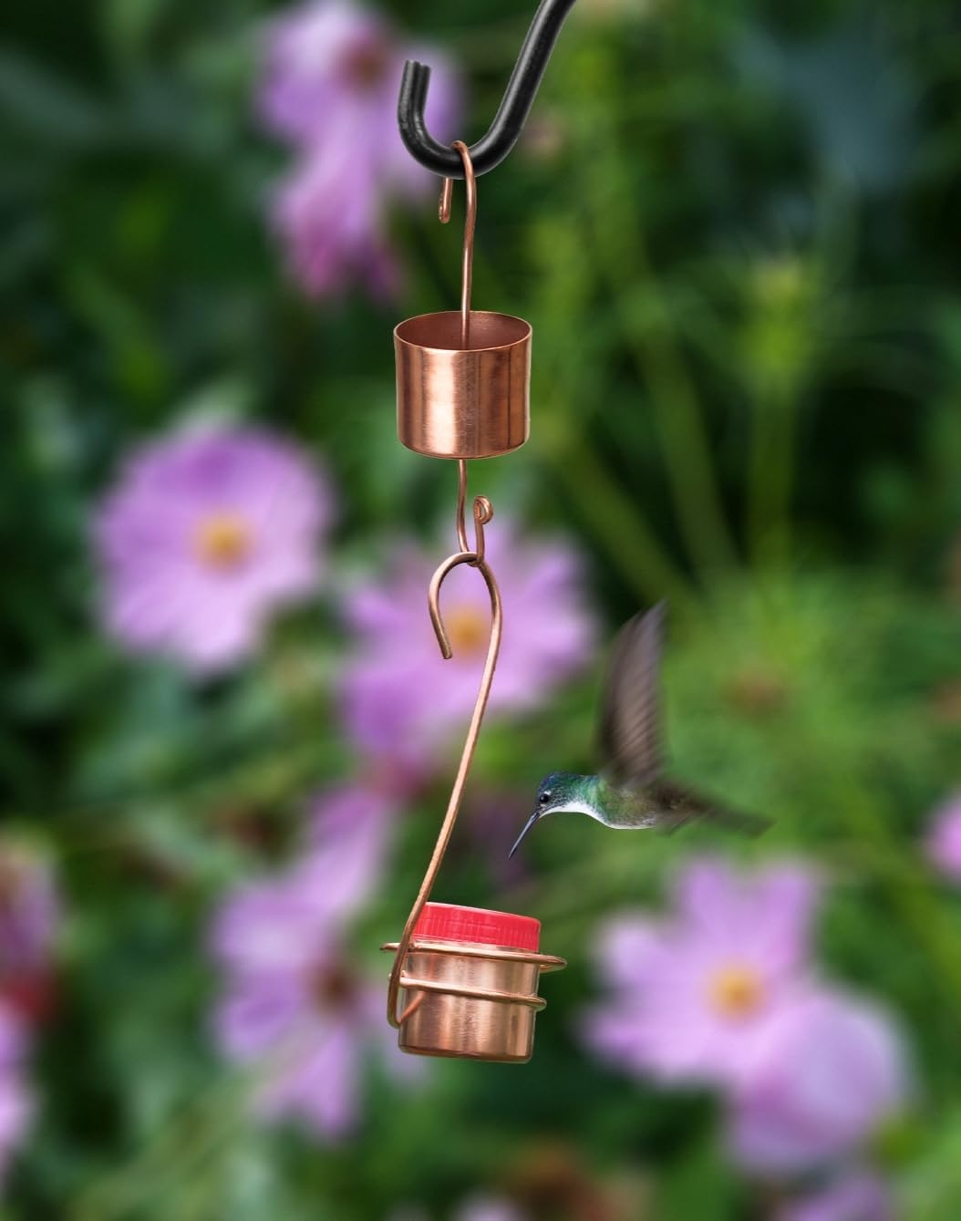 Monarch Abode Hanging Hummingbird Feeders for Outdoors – Pure Copper Handcrafted Single Hanging Hummingbird Feeder, Decorative Humming Bird Feeders for Outdoors Garden Patio Deck, Pack of 2