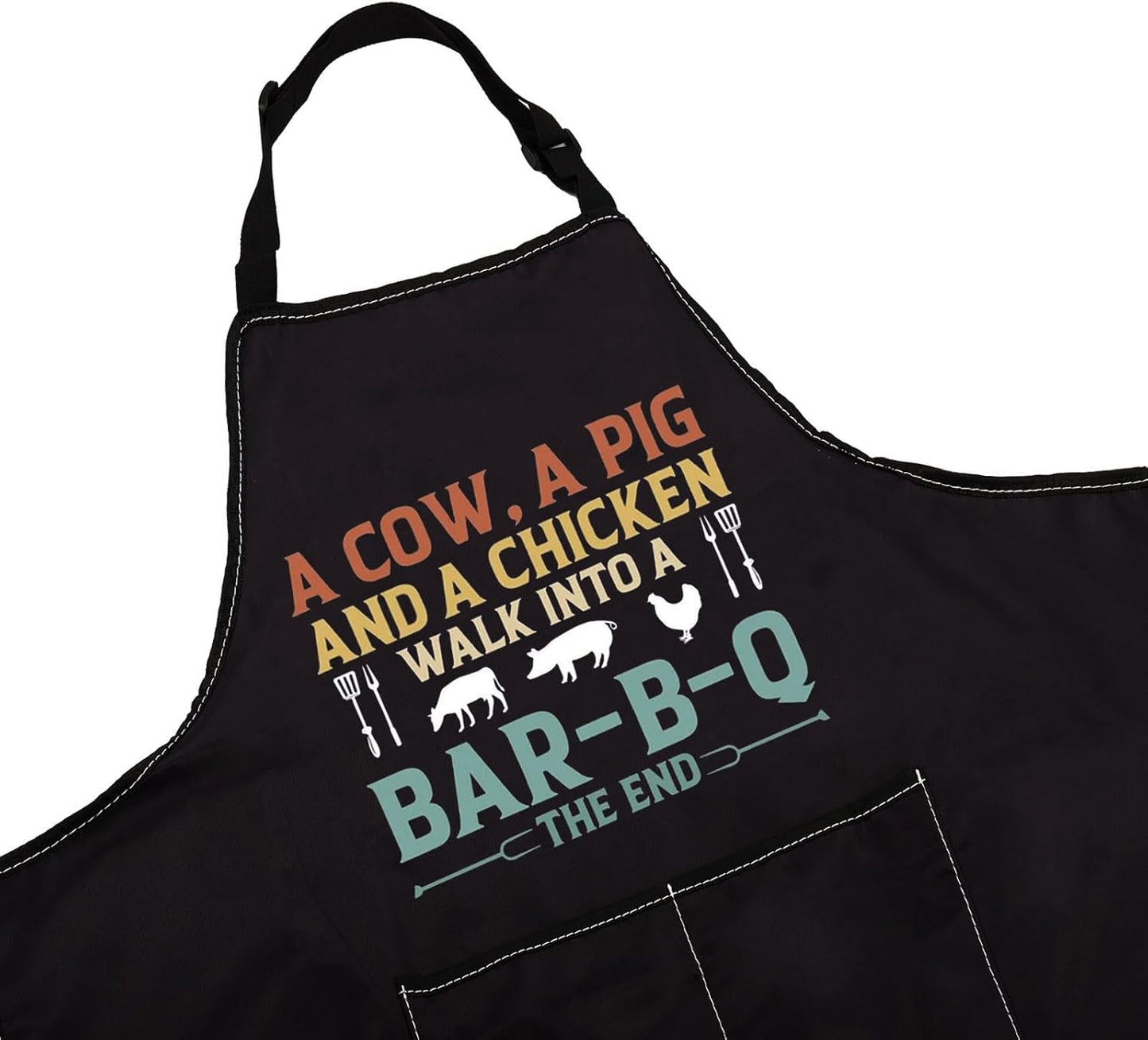 WCGXKO Cow Pig Chicken Walk Bar-B-Q BBQ Barbecue Grilling Kitchen Apron Baking BBQ Gift