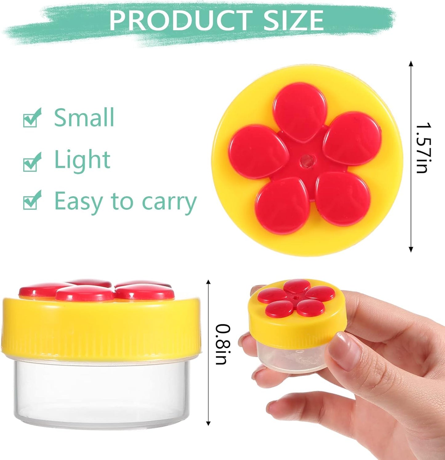 Hand Hummingbird Feeder 4 Pieces Window Flower Hummingbird Feeder Wild Bird Feeders with Cleaning Brush for Outdoor Supplies, Red and Yellow