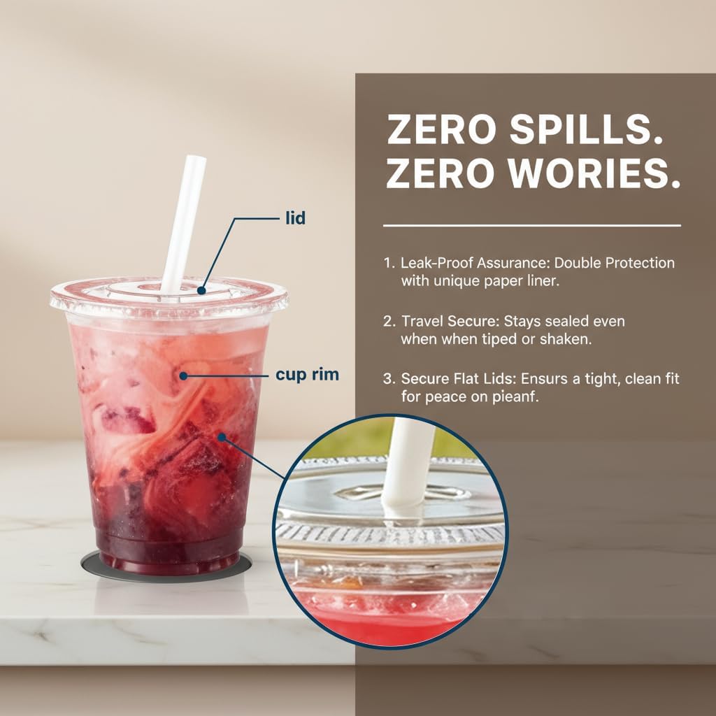 110 Pack 16 oz Plastic Cups with Lids and Straws,Sturdy Disposable Ice