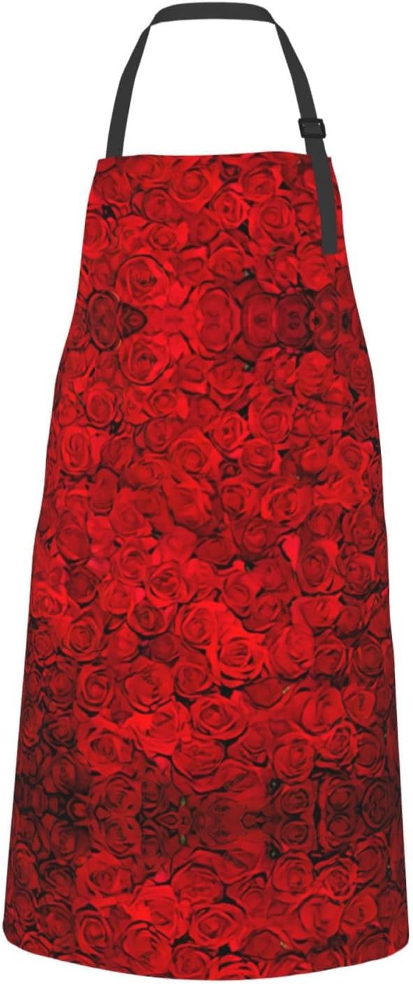 Red Rose1 Print Laundry apron 28x33 In Waterproof Kitchen Apron with P