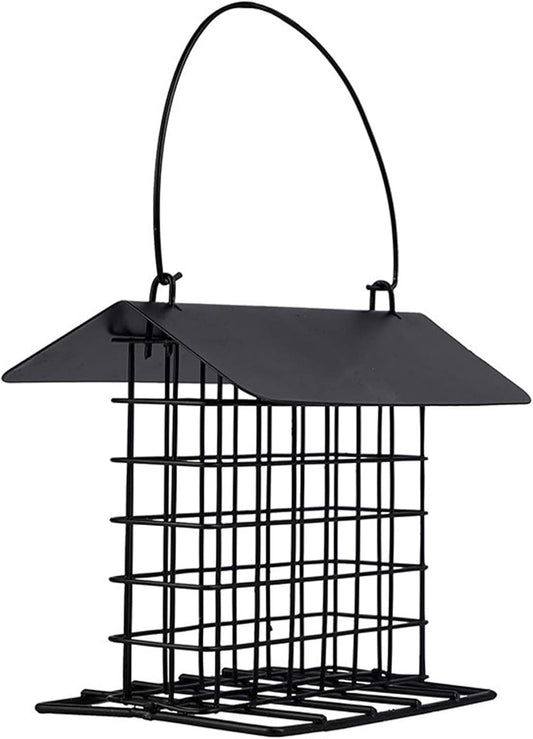 Hanging Bird Feeder Metal Squirrel-Proof Weatherproof Bird Feeders for Outside Large Capacity Wild Birds Feeder with Roof Black Hanging, Feeders for Outdoors, Fe