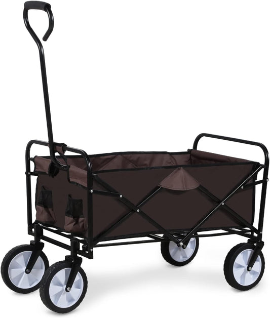 YSSOA Rolling Collapsible Garden Cart Camping Wagon, with 360 Degree S