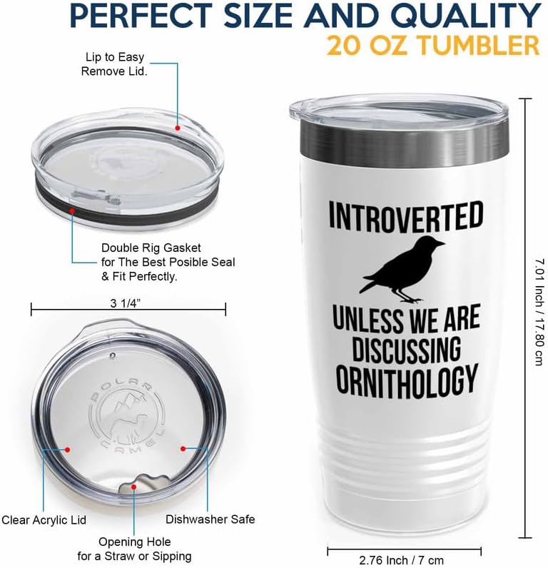 Birding White Edition Viking Tumbler 20oz - Introverted unless - Bird 